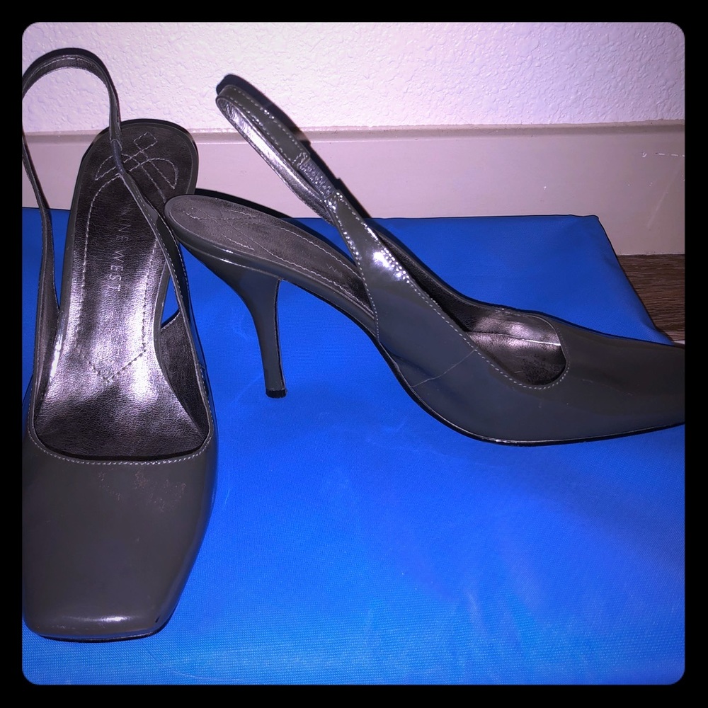 Nine West patent leather gray heels
